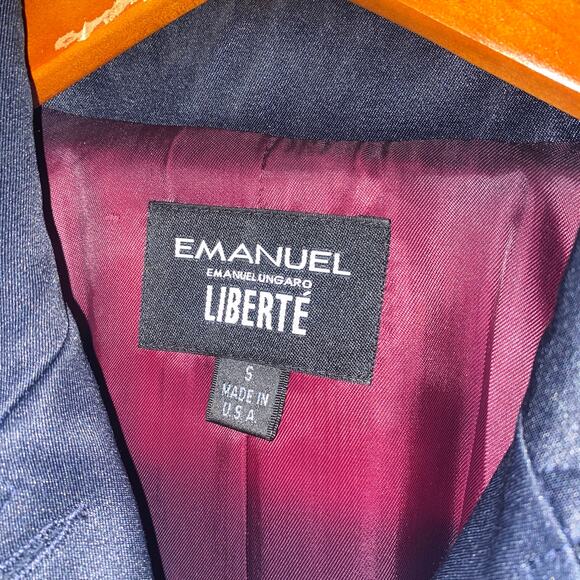 Emanuel Ungaro Liberte Navy Blue Button Down Coat Jacket Women's Size Small - Picture 4 of 6